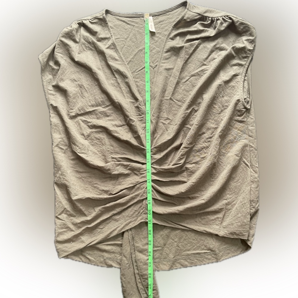 Wishlist Olive Green Taupe Ruched Women's Blouse - Picture 2 of 4